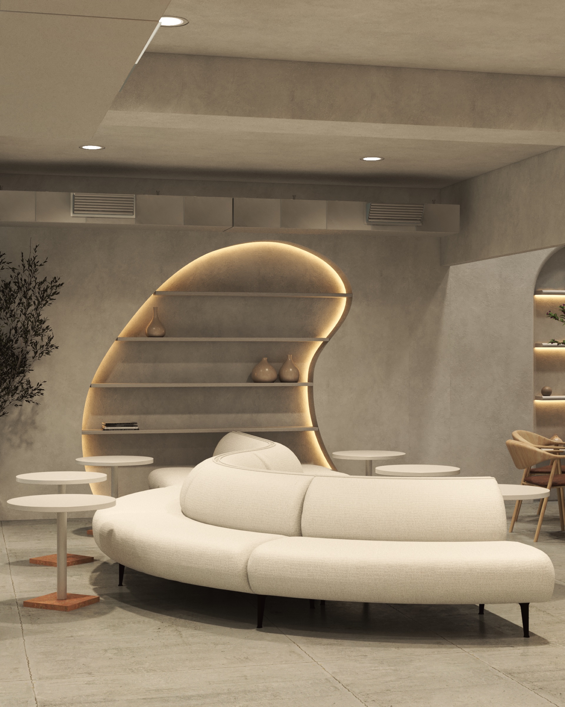 Detalle interior del lounge de AceSpace
